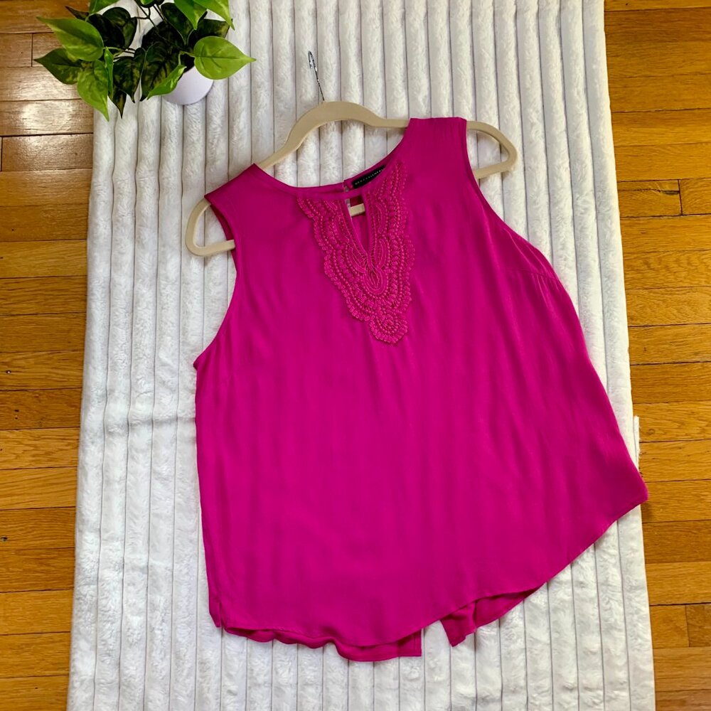 NWT Grace Elements Women's Crochet Sleeveless Tank Top | Mulberry Pink | XXL